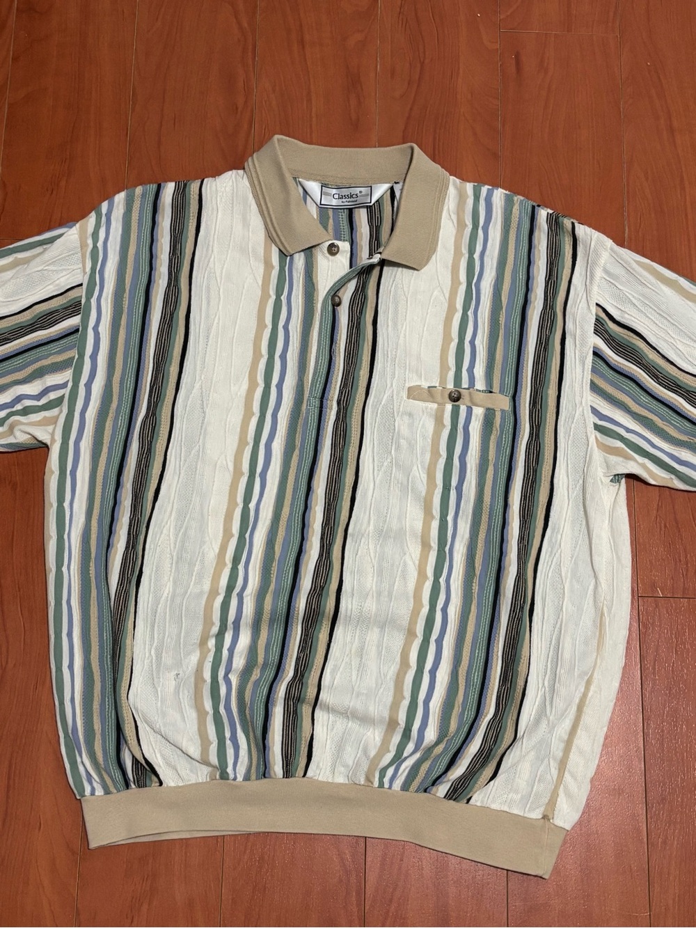 Grandpacore Striped Knit Polo Shirt - Size XL - Classics by Palmland